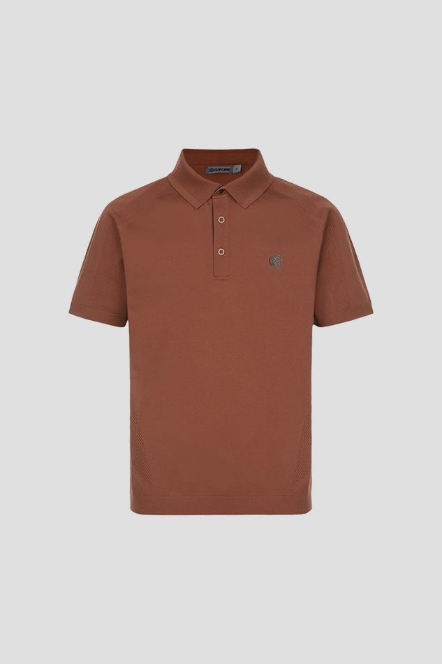 TECH KNIT POLO MEN-BROWN