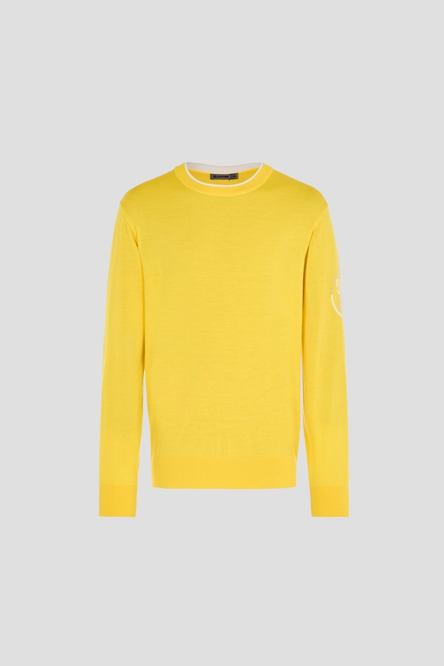 CASHMERE BLENDED CREWNECK SWEATER MEN-YELLOW