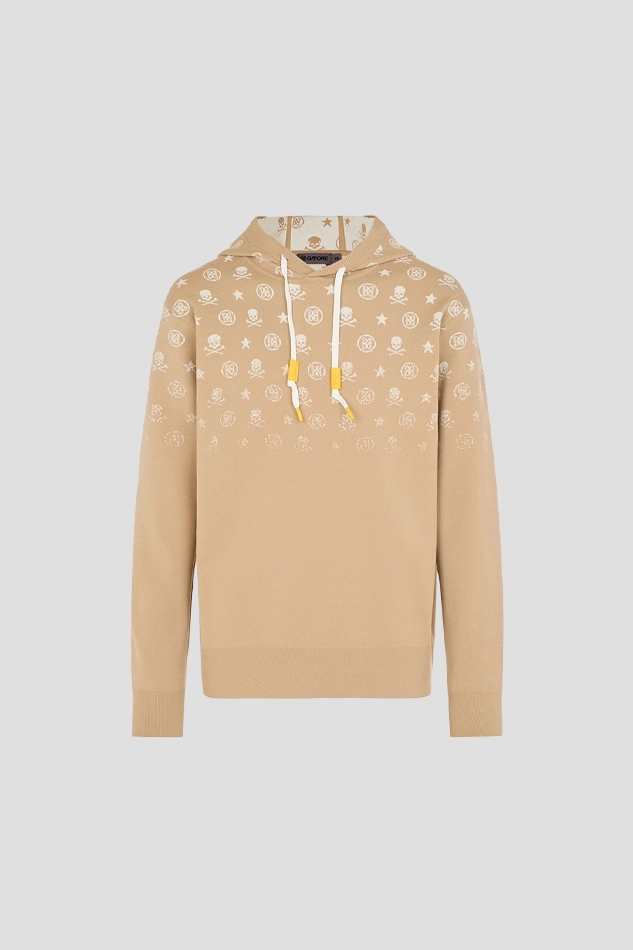 HOODED PULLOVER KNIT MEN-KHAKI