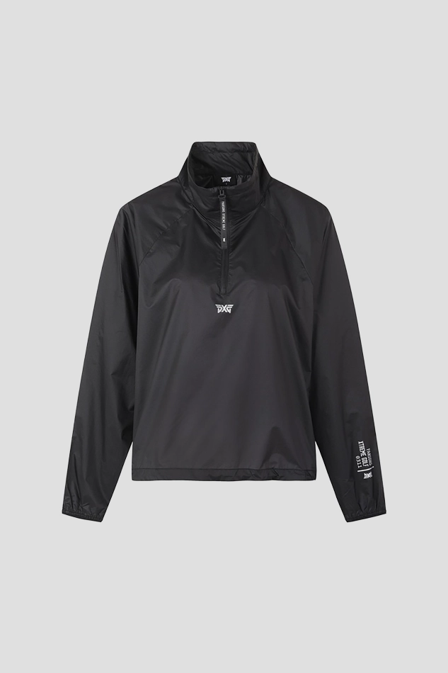 WOMEN HIGH NECK ANORAK JACKET-BLACK