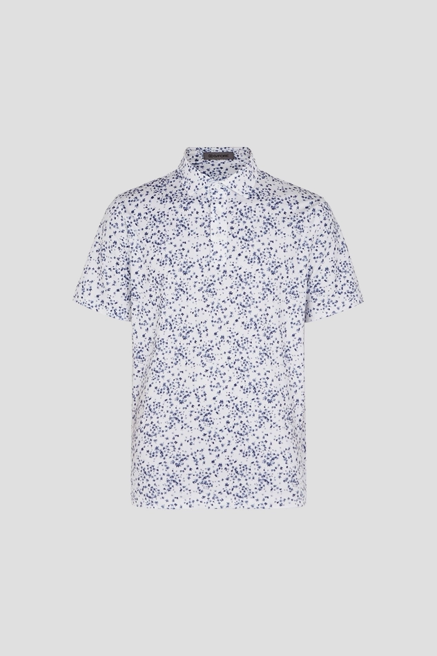 SCATTERED DITZY TECH JERSEY POLO MEN-WHITE