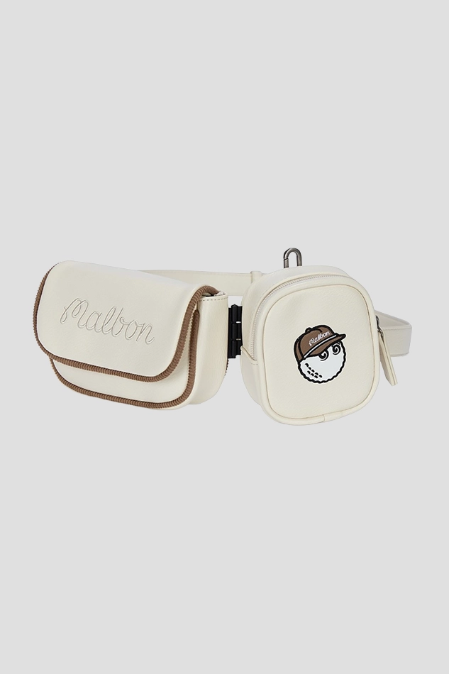 WOMEN TWO POCKET BELT BAG-BEIGE