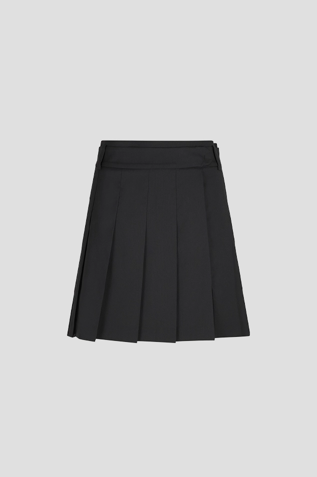 WOMEN GHOST PLEATS SKIRT-BLACK