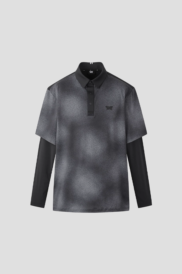 MEN COOL SLEEVE LAYERD COLLAR LONG SLEEVE-BLACK