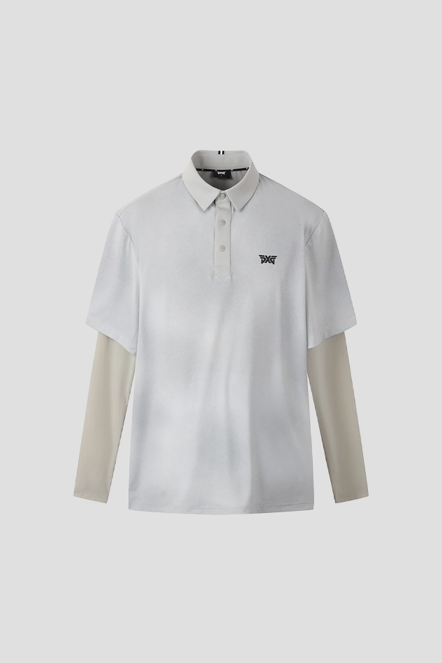 MEN COOL SLEEVE LAYERD COLLAR LONG SLEEVE-KHAKI