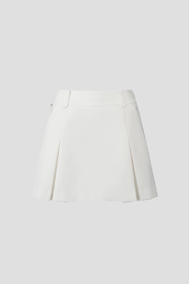 WOMEN A LINE PLEATED SKIRTS-WHITE