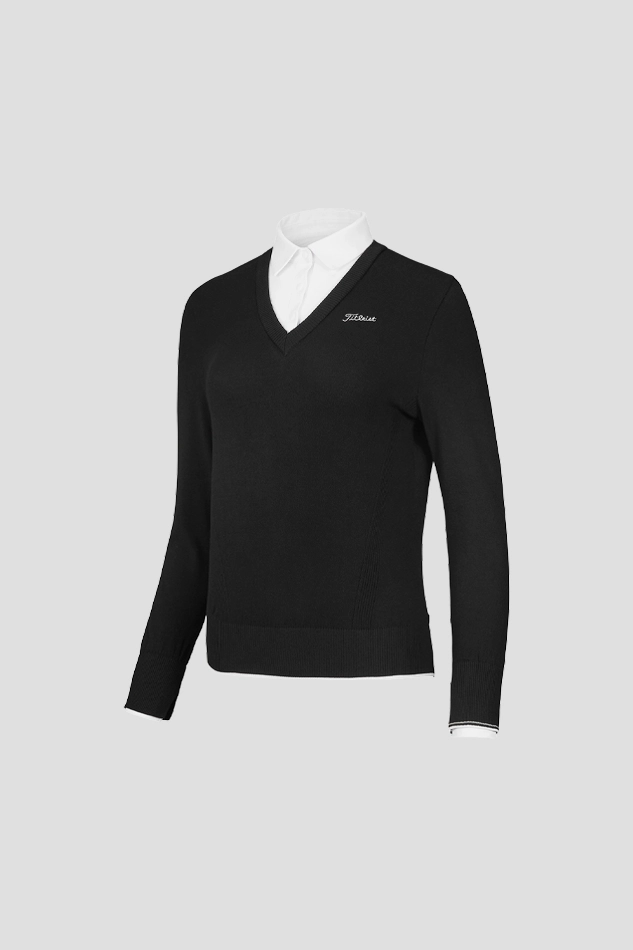 FABRIC MIX SWEATER-BLACK