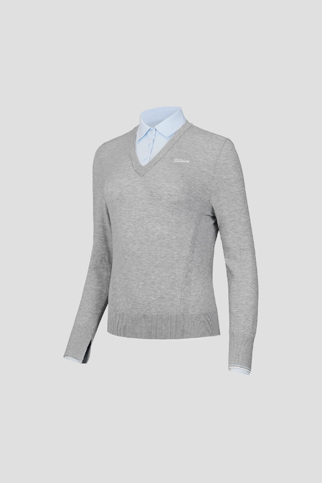 FABRIC MIX SWEATER-GRAY