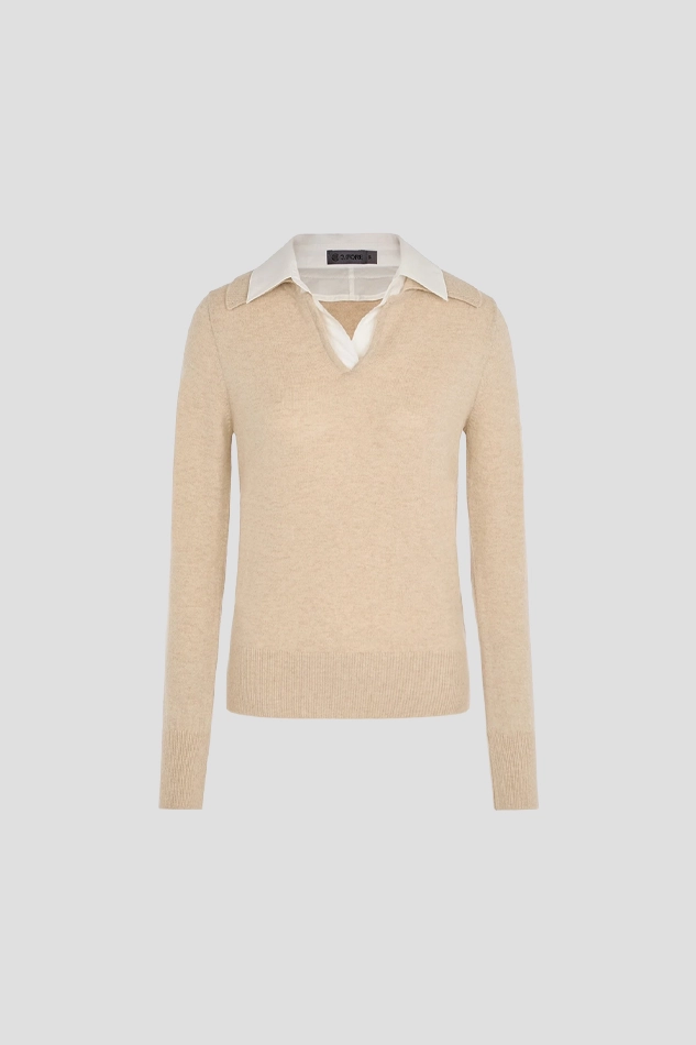 HYBRID POLO SWEATER WOMEN-KHAKI