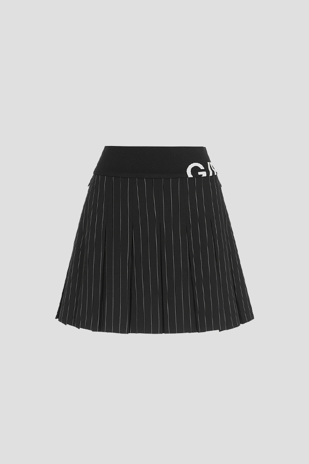 STRIPED PLEATED SKIRT WOMEN 26S-BLACK