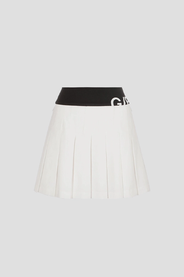 STRIPED PLEATED SKIRT WOMEN 26S-WHITE