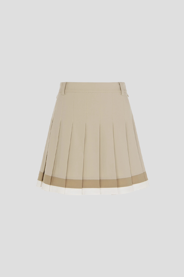 COLOUR CONTRAST PLEATED SKORT WOMEN 26S-KHAKI