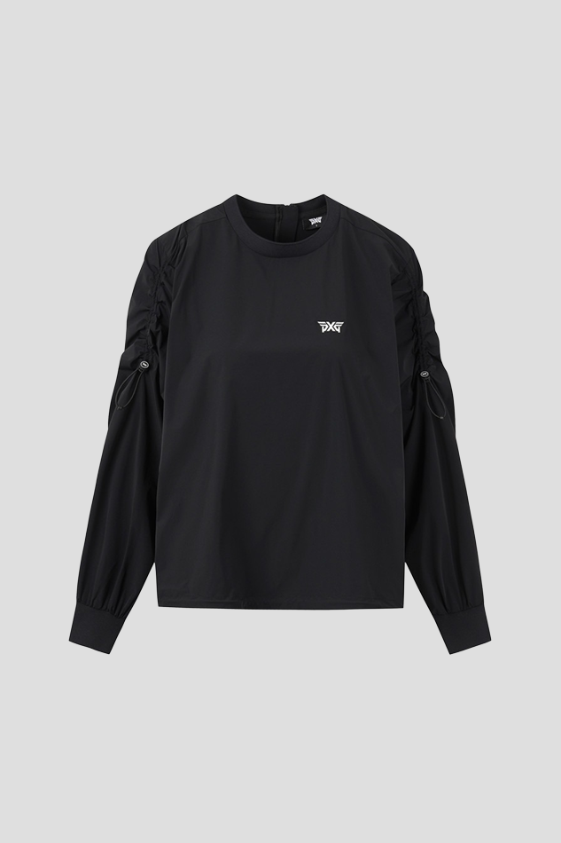 WOMEN WOVEN ROUND NECK LONG SLEEVE 26S-BLACK