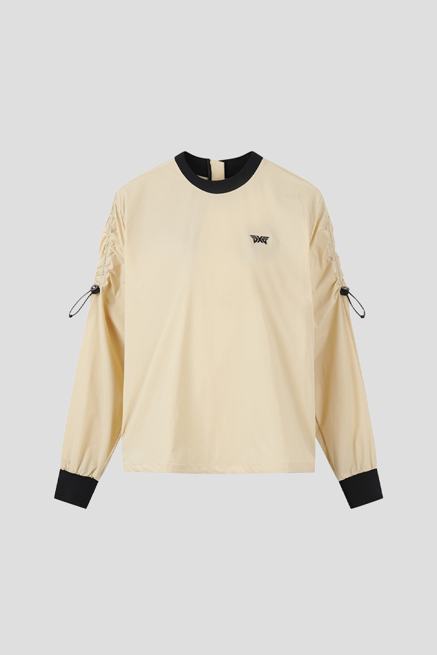 WOMEN WOVEN ROUND NECK LONG SLEEVE 26S-KHAKI