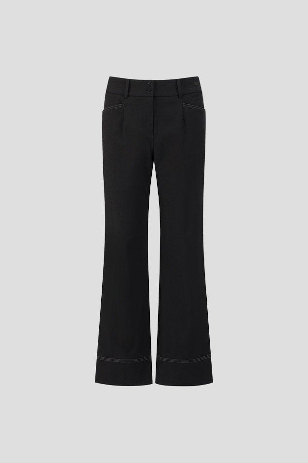 WOMEN TWILL REGULAR BOOTS CUT PANTS 26S-BLACK
