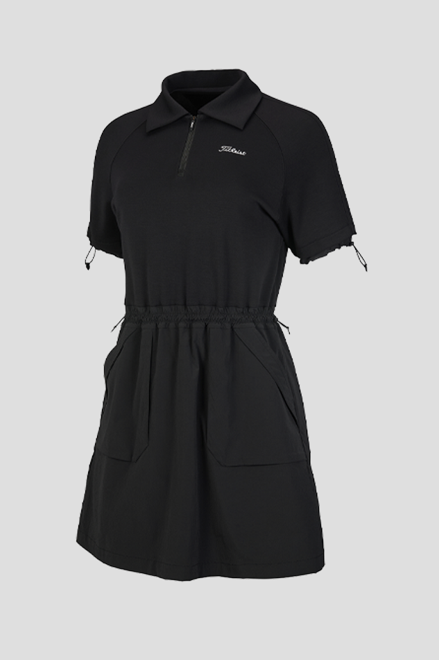 HALF ZIP ONE PIECE W 26S-BLACK