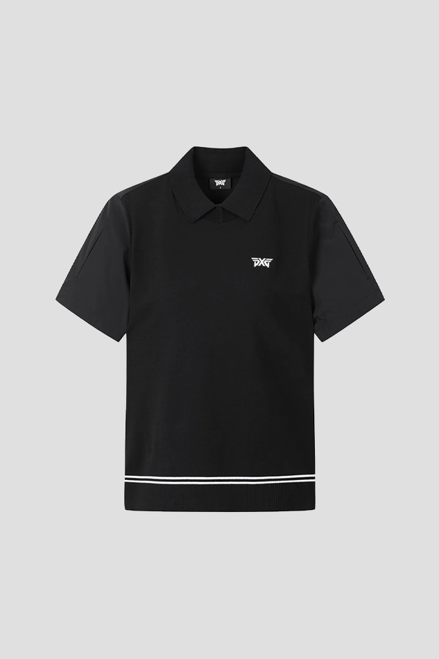 26S WOMEN SHORT SLEEVE HYBRID SWEATER-BLACK