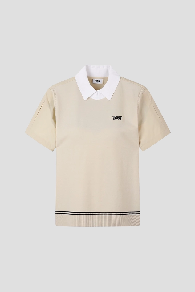 26S WOMEN SHORT SLEEVE HYBRID SWEATER-KHAKI