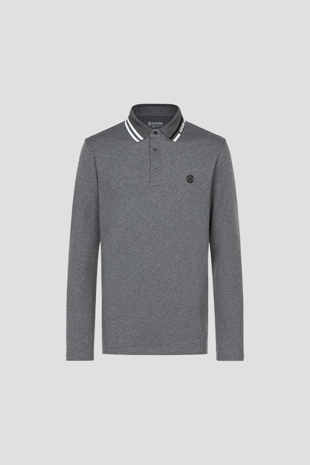 MELANGE LONG SLEEVE POLO MEN-GRAY