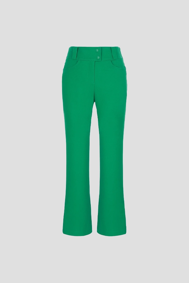 SIDE SLIT BOOTCUT PANT WOMEN-GREEN