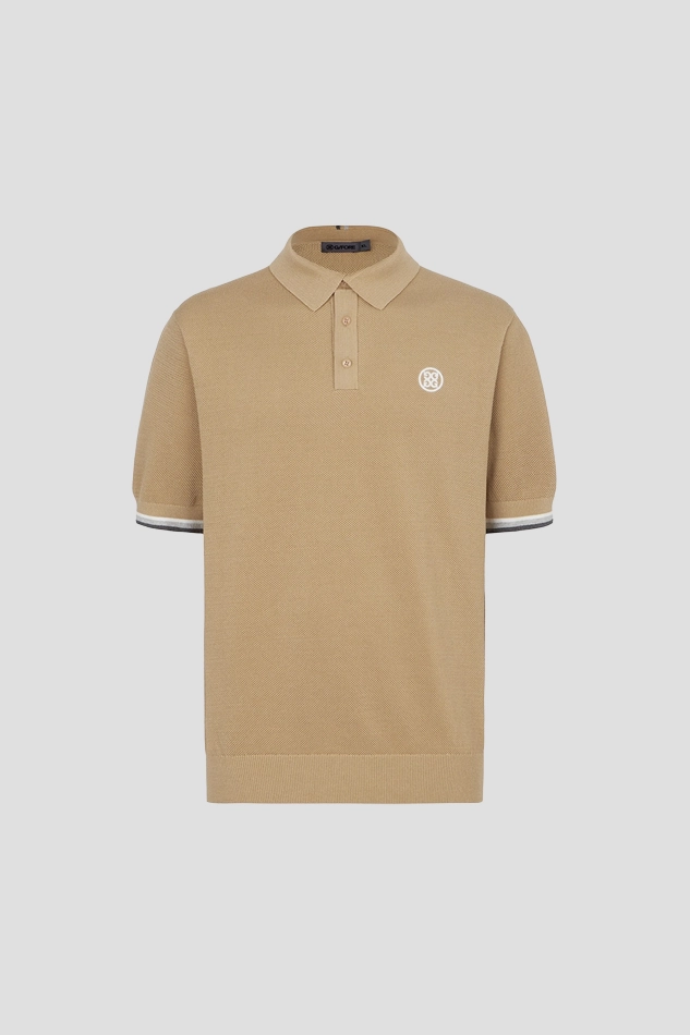 TEXTURED PIQUE POLO KNIT MEN 26S-KHAKI