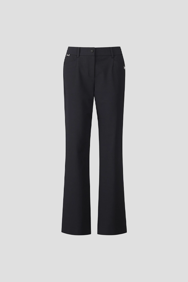 WOMEN SLIM BOOTS CUT PANTS-BLACK