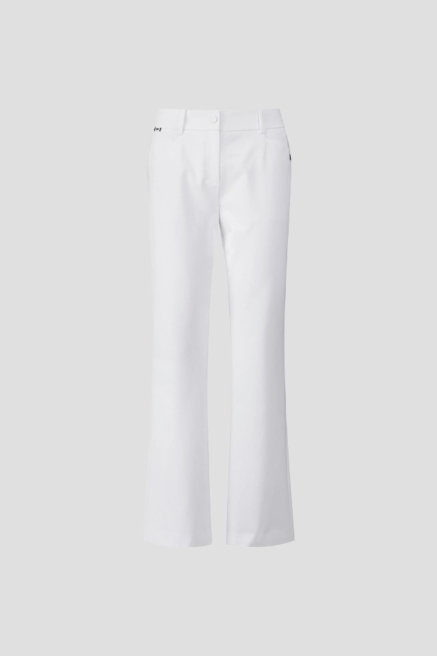 WOMEN SLIM BOOTS CUT PANTS-WHITE