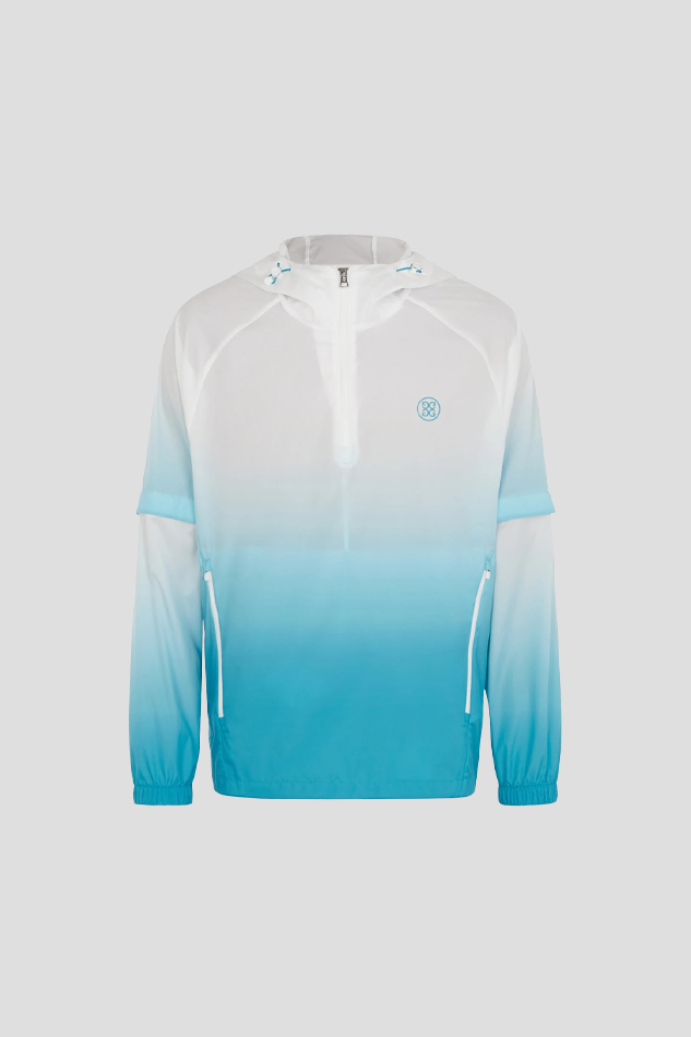 DETACHABLE SLEEVE HOODED ANORAK MEN-BLUE