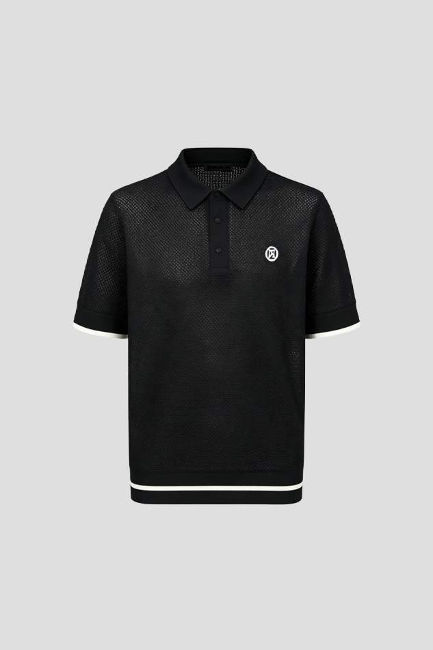 26CROCHET POLO SWEATER MEN-BLACK