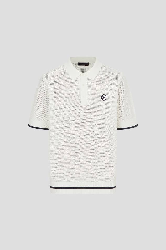 26CROCHET POLO SWEATER MEN-WHITE
