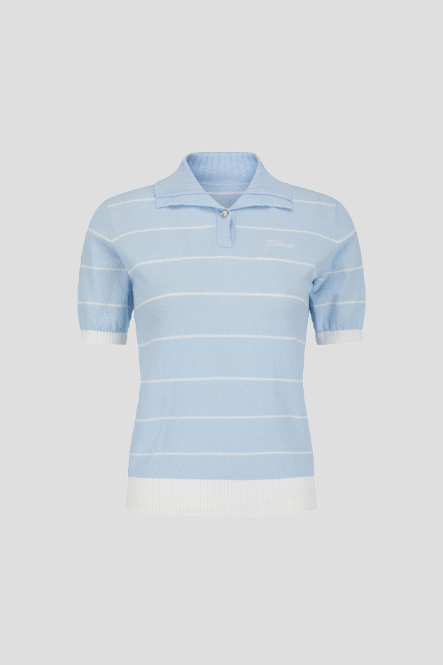 26SPOT POLO SWEATER W-SKYBLUE