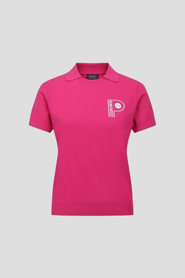 MIXED COLLAR LAYERED SHORT SLEEVE KNIT-PINK