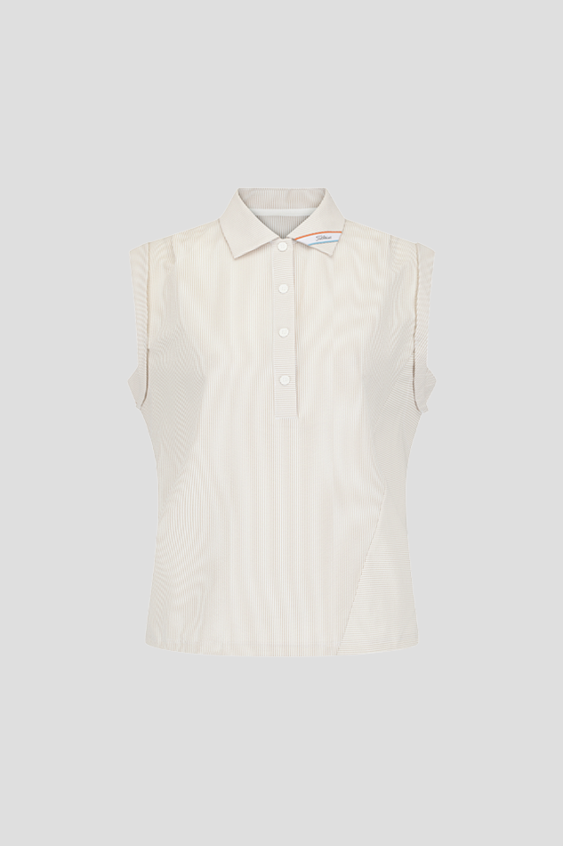 26STRIPE SLEEVELESS W-BEIGE