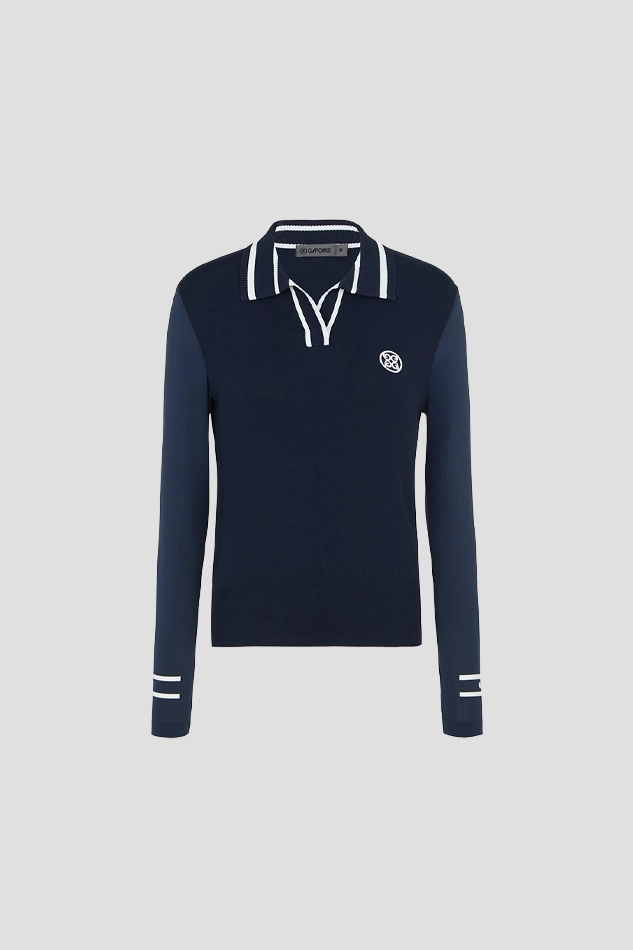 26S COOL SLEEVE SWEATER POLO WOMEN-NAVY