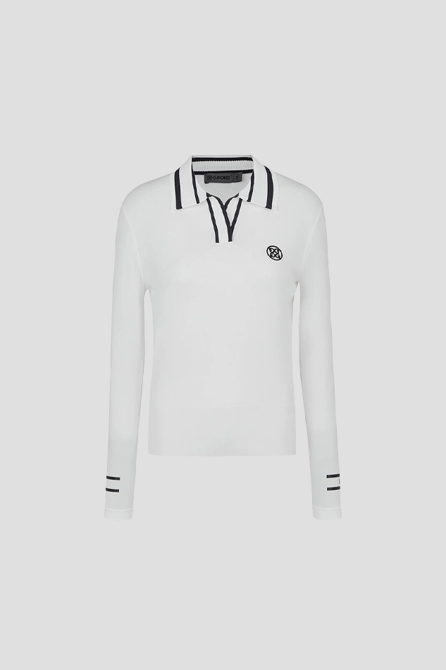 26S COOL SLEEVE SWEATER POLO WOMEN-WHITE