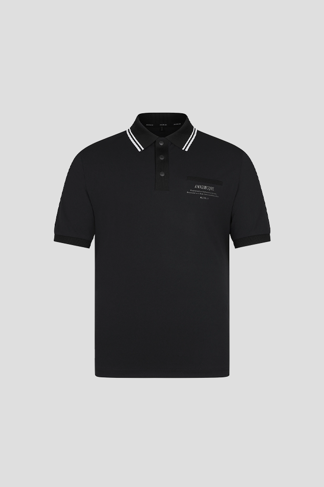 26MEN BASIC PQ COLLARED TSHIRT-BLACK