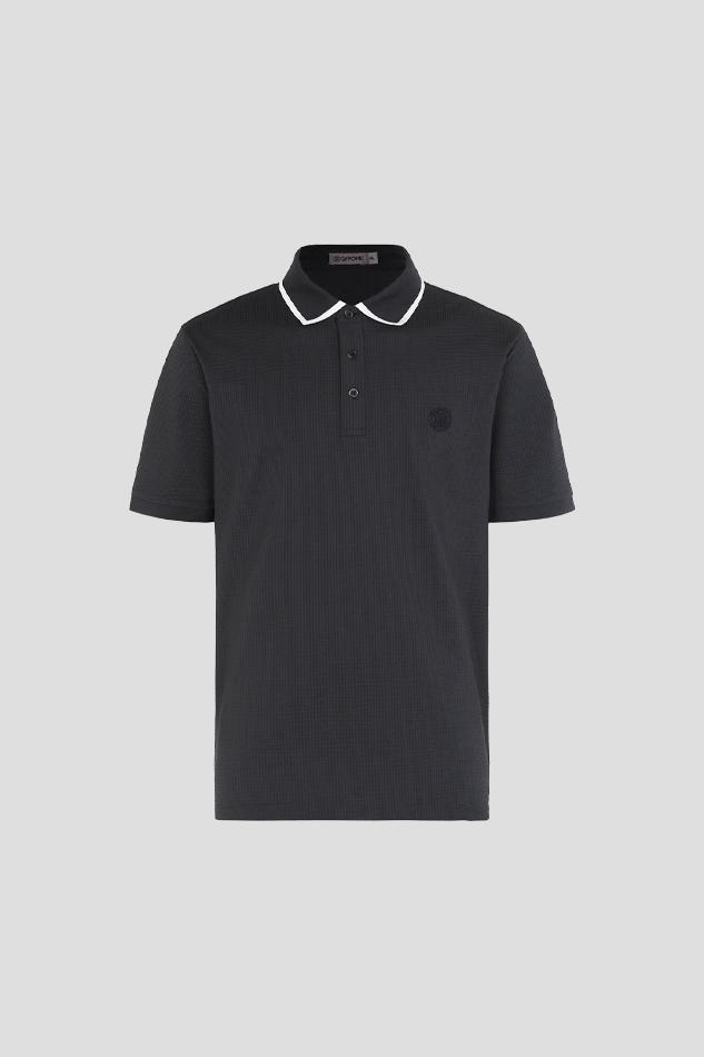 26JERSEY SEERSUCKER POLO MEN-BLACK