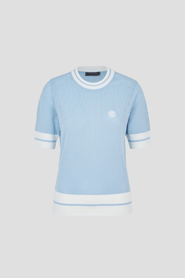 26S MESH CREWNECK SWEATER WOMEN-BLUE