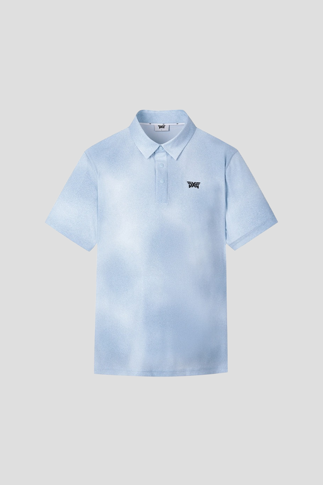 26S MEN GRADATION PATTERN COLLAR SHORT SLEEVE-BLUE