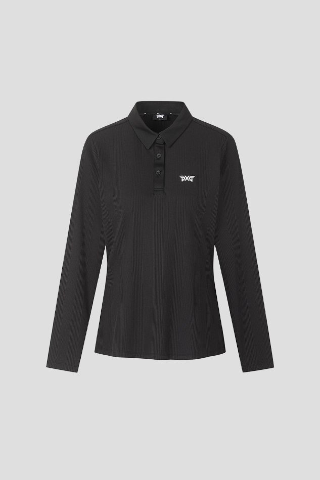 26S WOMEN BUTTON COLLAR LONG SLEEVE-BLACK