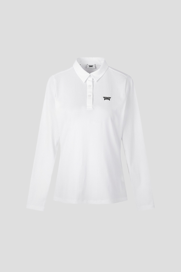 26S WOMEN BUTTON COLLAR LONG SLEEVE-WHITE