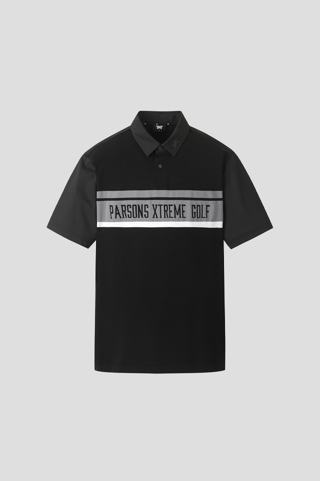 26S MEN KNIT HYBRID COLLAR SHORT SLEEVE-BLACK