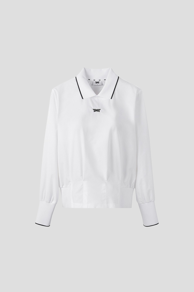 26S WOMEN HOURGLASS FIT COLLAR LONG SLEEVE-WHITE