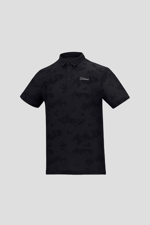 26S PRINTED MESH SS POLO-BLACK