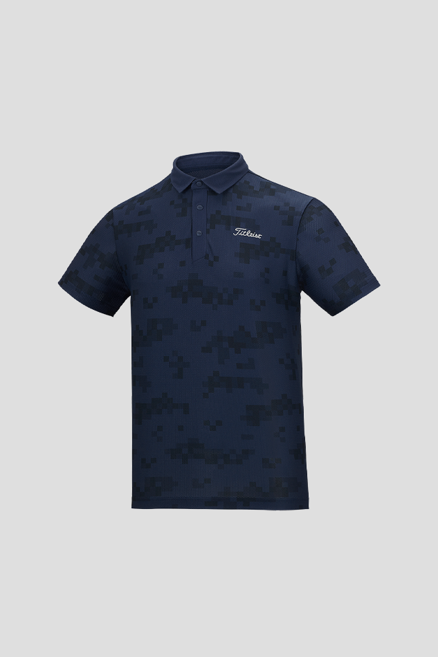 26S PRINTED MESH SS POLO-NAVY