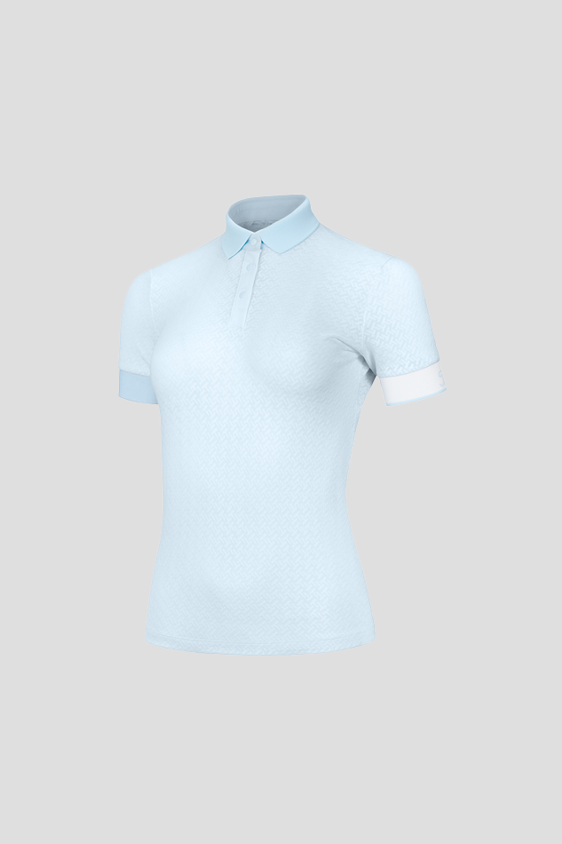 26S MESH JACQUARD POLO W-SKYBLUE