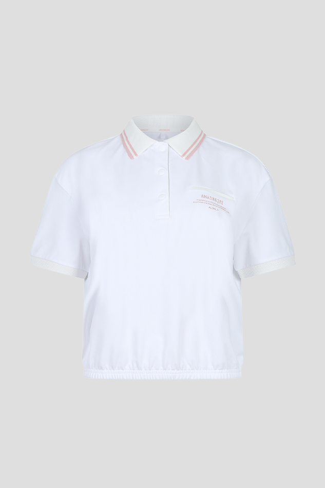 26WOMEN BASIC PQ COLLARED T SHIRT-WHITE
