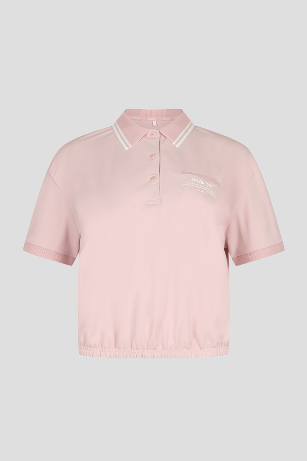 26WOMEN BASIC PQ COLLARED T SHIRT-PINK