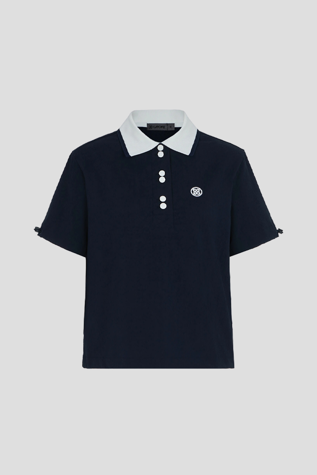 26SEERSUCKER POLO WOMEN-NAVY