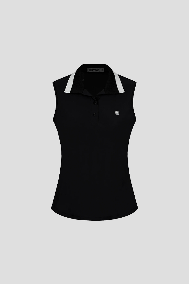 26SLEEVELESS POLO WOMEN-BLACK